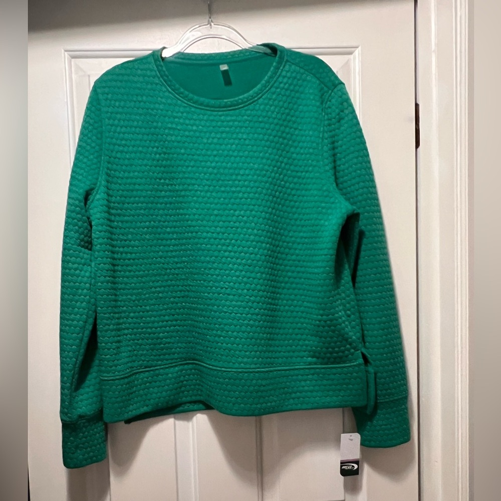 Green Textured Women's Crop Sweatshirt